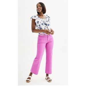 🔴Draper James Women's  Slash Pocket Wide Leg Pants Jeans  Orchid Color Sz 2 NWT